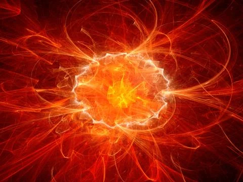 Red fiery explosion in space Stock Illustration