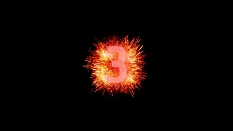 Red Fiery Minimalist Number Countdown Stock Footage 343325519