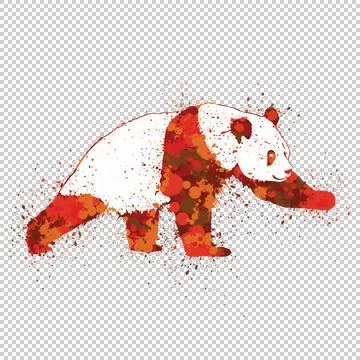Red, fiery panda bear Stock Illustration