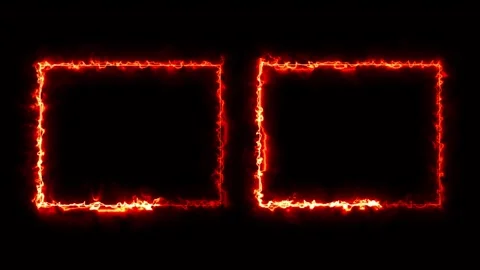 Red fiery square frames pulsating on black background for gaming overlay Stock Footage 342036780