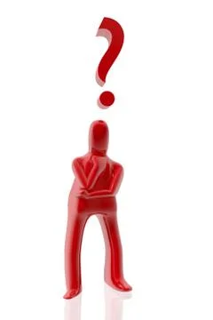 Red figure with question icon Stock Illustration