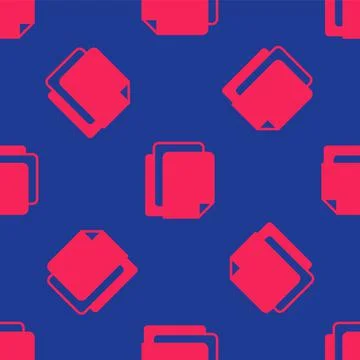 Red File document icon isolated seamless pattern on blue background. Checklis Illustrazione stock