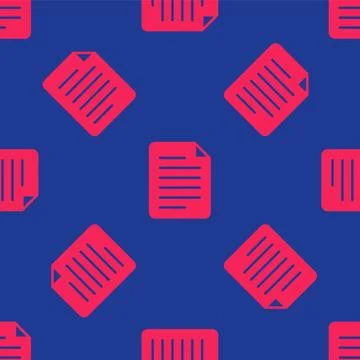 Red File document icon isolated seamless pattern on blue background. Checklist イラスト素材