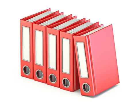 Red file ring binders 3D Stock Illustration