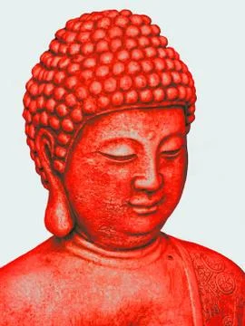 Red Filter Stone Buddha Image Stock Photos