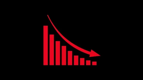 Red financial bar chart animation showing market crash and economic decline Stock Footage 330498338