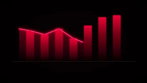 Red financial bar chart declining, market crash and economic recession conc.. Stock Footage 337553616