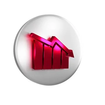 Red Financial growth decrease icon isolated on transparent background. Incr.. Stock Illustration
