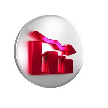 Red Financial growth decrease icon isolated on transparent background. Incr.. Stock Illustration