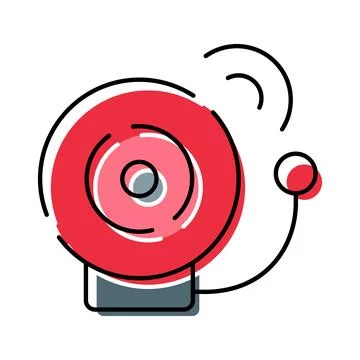 Red fire alarm bell ringing warning sound Stock Illustration