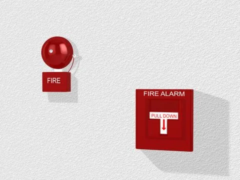Red fire alarm switch and alarm bell Stock Illustration