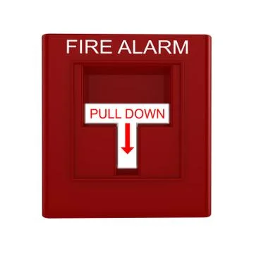 Red fire alarm switch with pull down lever Illustrazione stock
