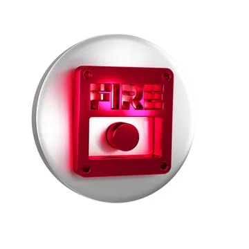 Red Fire alarm system icon isolated on transparent background. Pull danger .. Stock Illustration