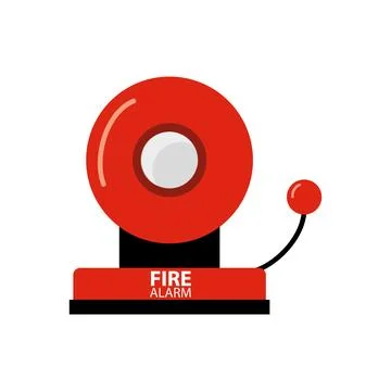 Red fire alarm system signal device isolated on white. Stock Illustration