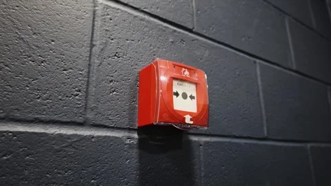 Red Fire Alarm Wall Button Close-Up Stock Footage 292674854