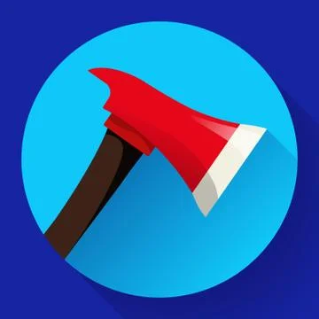 Red fire ax icon flat style Stock Illustration