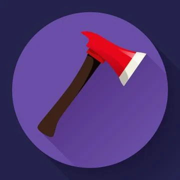 Red fire ax icon flat style Stock Illustration
