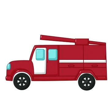 Red fire engine car icon, cartoon style Illustrazione stock