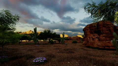 Red fire evening sunset dusk clouds old american west navajo desert nature Vidéo 181456552