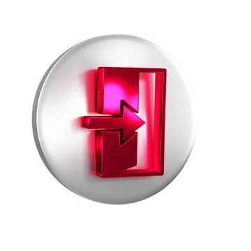 Red Fire exit icon isolated on transparent background. Fire emergency icon... Ilustración de archivo
