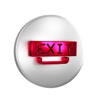 Red Fire exit icon isolated on transparent background. Fire emergency icon... Ilustración de archivo