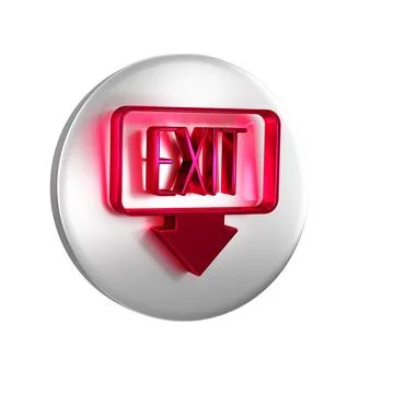 Red Fire exit icon isolated on transparent background. Fire emergency icon... Ilustración de archivo