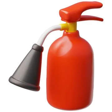 Red fire extinguisher 3D vector icon, carbon dioxide fire extinguisher with Stock Illustration