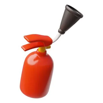 Red fire extinguisher 3D vector icon, carbon dioxide fire extinguisher with Stock Illustration