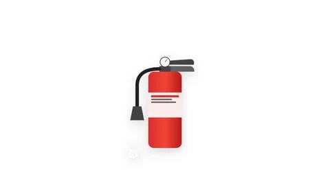 Red Fire Extinguisher Emergency Equipment Spraying White Foam Loop Видео 346007084