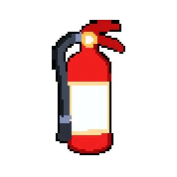 Red fire extinguisher pixel art vector illustration Illustrazione stock