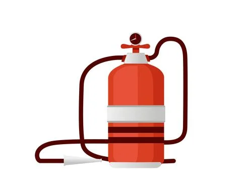 Red fire extinguisher with pressure sensor vector illustration on white Stock Illustration