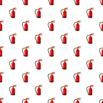 Red fire extinguisher seamless pattern for safety background Illustrazione stock