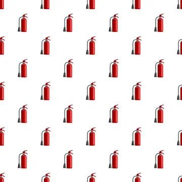 Red fire extinguishers creating seamless safety pattern Stock Illustration