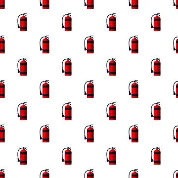 Red fire extinguishers creating a seamless safety pattern Stock Illustration