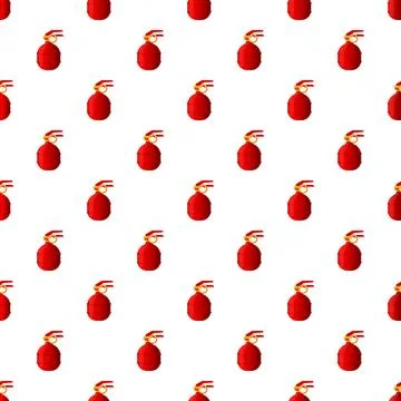 Red fire extinguishers forming seamless safety pattern background Stock Illustration