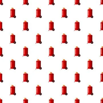 Red fire extinguishers seamless pattern for safety background Stock Illustration