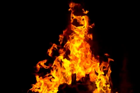 Red fire flame on black background Foto stock
