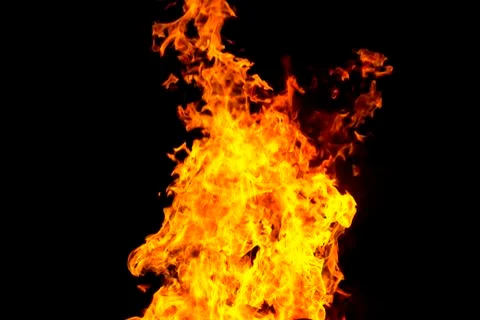 Red fire flame on black background Stock Photos