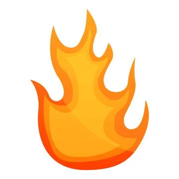 Red fire flame icon, cartoon style Stock Illustration