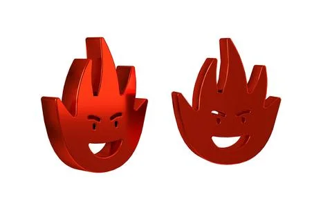 Red Fire flame icon isolated on transparent background. イラスト素材