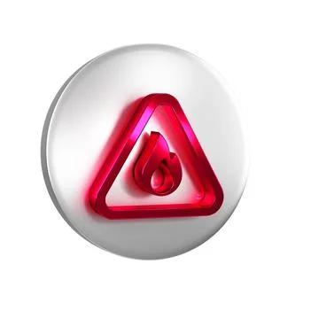 Red Fire flame in triangle icon isolated on transparent background. Warning.. イラスト素材