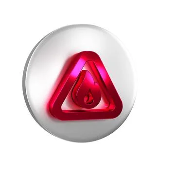 Red Fire flame in triangle icon isolated on transparent background. Warning.. イラスト素材