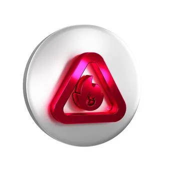 Red Fire flame in triangle icon isolated on transparent background. Warning.. 스톡 일러스트