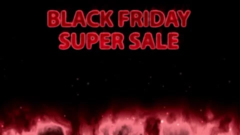 Red Fire Flames Burning Under Black Friday Super Sale Text Stock Footage 341842403