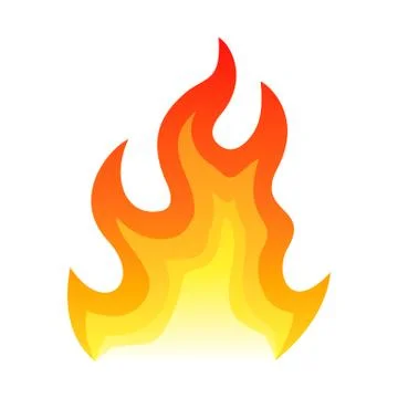 Red fire flat icon isolated on white background for danger concept or logo Stock Illustration