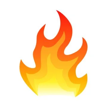 Red fire flat icon isolated on white background for danger concept or logo Stock Illustration