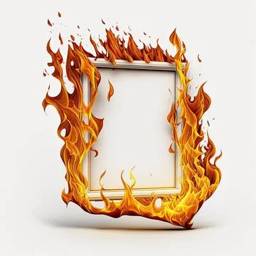 Red fire frame with black background, Made by AI,Artificial intelligence Stock Illustration