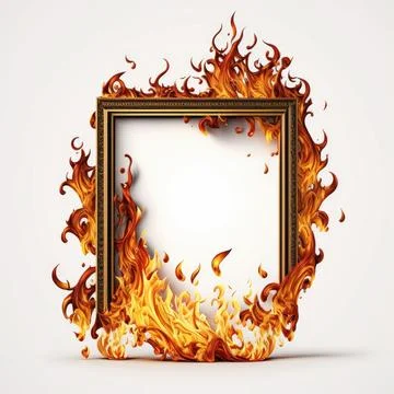 Red fire frame with black background, Made by AI,Artificial intelligence Stock Illustration