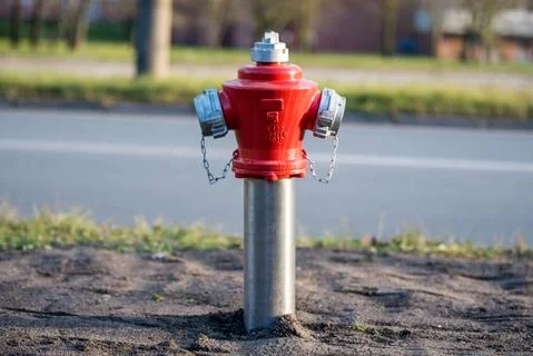 Red Fire hidrant for emergency fire access Stock Photos