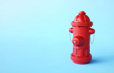 Red fire hydrant on blue background Stock Illustration